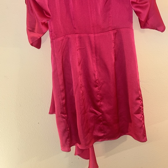 Do+Be Pink Wrap Ruched Sleeves Side Ruffle Sheath Dress S - Picture 7 of 7